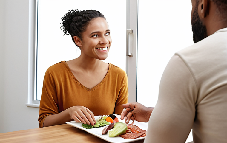 **Image:** A diet mentor consulting with a client, showcasing clear communication and a positive attitude. Focus on empathy and understanding.